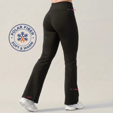 CALZA POLAR CON CHIPORRO PALAZZO MUJER ELASTICADA TERMICA NEGRA - 1