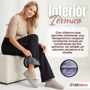 CALZA POLAR CON CHIPORRO PALAZZO MUJER ELASTICADA TERMICA NEGRA - 6
