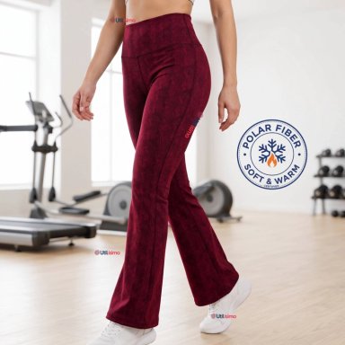 PANTALON POLAR CON CHIPORRO PALAZZO MUJER ELASTICADA TERMICA BURDEO JEANS - 1