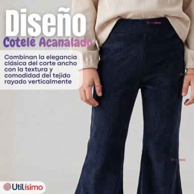 PANTALON PALAZZO POLAR CON CHIPORRO NIÑA JUVENIL ELASTICADA TERMICA NAVY BLUE - 6