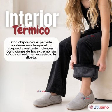 PANTALON PALAZZO POLAR CON CHIPORRO NIÑA JUVENIL ELASTICADA TERMICA NEGRA - 5
