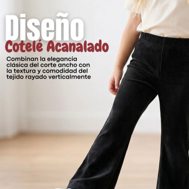 PANTALON PALAZZO POLAR CON CHIPORRO NIÑA JUVENIL ELASTICADA TERMICA NEGRA - 6