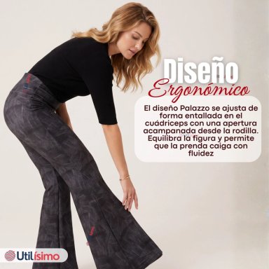 Pantalón Polar Con Chiporro Palazzo Mujer Calza Elasticada Térmica Negra - 9
