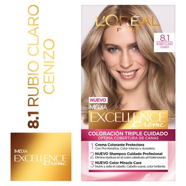 TINTE L'ORÉAL EXCELLENCE CREME 8.1 RUBIO CLARO CENIZO - 1