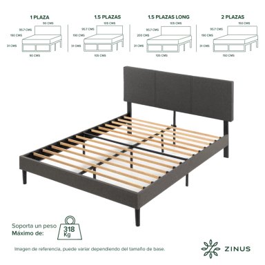 BASE CAMA ZINUS CAMBRIL CON RESPALDO KING 180X200X30CM - 2