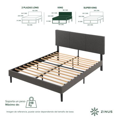 BASE CAMA ZINUS CAMBRIL CON RESPALDO KING 180X200X30CM - 3
