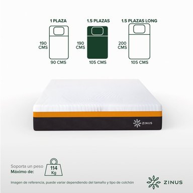 COLCHÓN ZINUS 1.5 PLAZAS COOL COPPER ADAPT 105 X 190 X 30 CM - 3