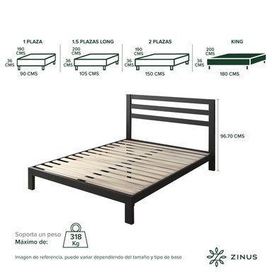 BASE CAMA ZINUS CON RESPALDO MIA KING 180X200X36CM - 3