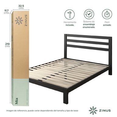 BASE CAMA ZINUS CON RESPALDO MIA KING 180X200X36CM - 4