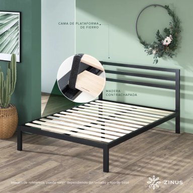 BASE CAMA ZINUS CON RESPALDO MIA 1 PLAZA 90X190X36CM - 5