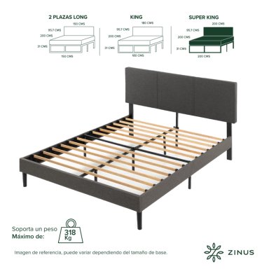 BASE CAMA ZINUS CAMBRIL CON RESPALDO SUPER KING 200X200X30CM - 3