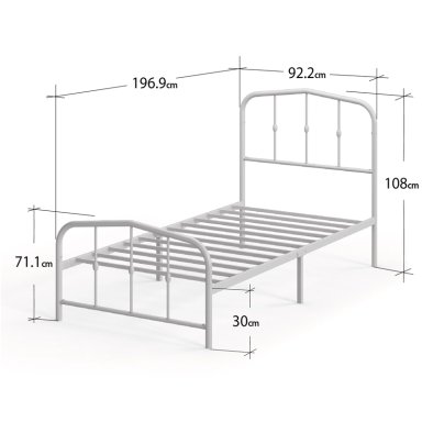 BASE CAMA ZINUS METAL BLANCA HEIDI 1 PLAZA 90X190X30CM - 3