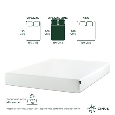 COLCHÓN ZINUS 2 PLAZAS ESPUMA GREEN TEA LONG 150 X 200 X 25 CM - 4