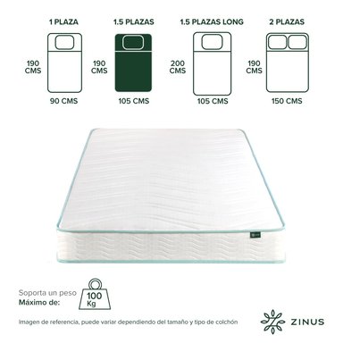 COLCHÓN ZINUS 1.5 PLAZAS RESORTES BONNELL 105 X 190 X 15 CM - 2
