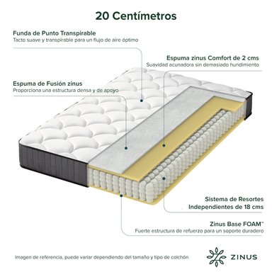 COLCHÓN ZINUS 1.5 PLAZAS LONG POCKET CLOUD 105 X 200 X 20 CM - 5
