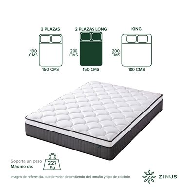 COLCHÓN ZINUS 2 PLAZAS LONG EURO TOP CLOUD 150 X 200 X 25 CM - 4