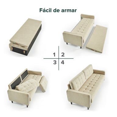 SOFA ZINUS BENTON 2 CUERPOS BEIGE - 4