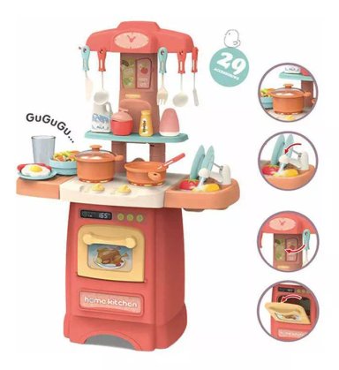 COCINA DE JUGUETE 42 ACCESORIOS ESTILO MODERNO ROSADA - 1