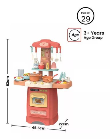 COCINA DE JUGUETE 42 ACCESORIOS ESTILO MODERNO ROSADA - 2