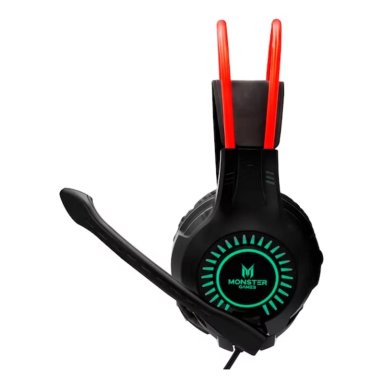 AUDÍFONOS GAMER MONSTER GAMES HEADSET USB PC RGB TRAP NEGRO CONECTOR JACK 3.5MM - 2