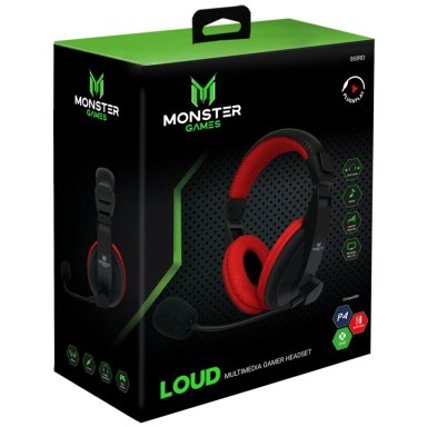 AUDÍFONOS GAMER MONSTER HEADSET PS4 PS5 XBOX LOUD ROJO CONECTOR JACK 3.5MM - 3