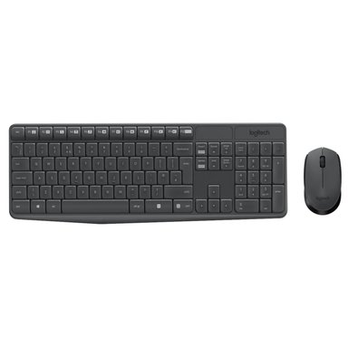 KIT TECLADO Y MOUSE WINDOWS INALÁMBRICO LOGITECH USB NEGRO MK235 - 1
