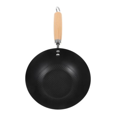 SARTEN WOK ANTIADHERENTE 20CM EN COLOR NEGRO CON MANGO DE MADERA - 2