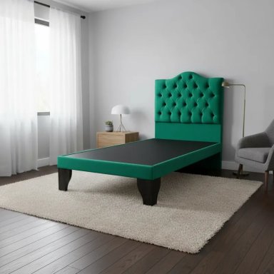 CAMA FLOBAL BARBIE CAPITONES INCLUYE BASE 1.5 PLAZAS TURQUESA + RESPALDO - 1