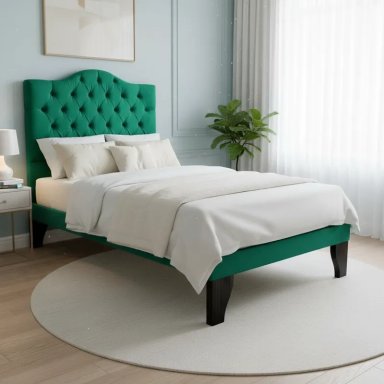 CAMA FLOBAL BARBIE CAPITONES INCLUYE BASE 1.5 PLAZAS TURQUESA + RESPALDO - 2