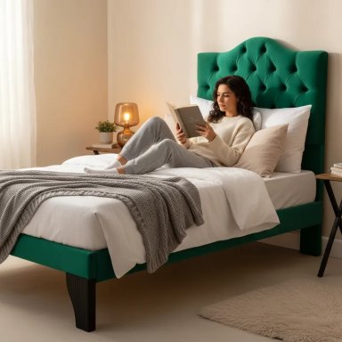 CAMA FLOBAL BARBIE CAPITONES INCLUYE BASE 1.5 PLAZAS TURQUESA + RESPALDO - 3