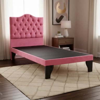 CAMA FLOBAL BARBIE CAPITONES INCLUYE BASE 1.5 PLAZAS ROSADO + RESPALDO - 3