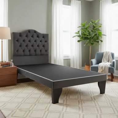 CAMA FLOBAL BARBIE CAPITONES INCLUYE BASE 1.5 PLAZAS GRIS + RESPALDO - 1