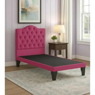 CAMA FLOBAL BARBIE CAPITONES INCLUYE BASE 1.5 PLAZAS FUCSIA + RESPALDO - 2