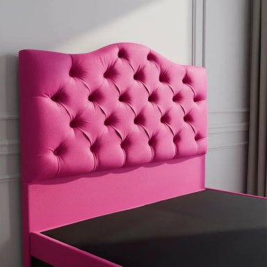 CAMA FLOBAL BARBIE CAPITONES INCLUYE BASE 1.5 PLAZAS FUCSIA + RESPALDO - 3