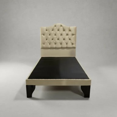 CAMA FLOBAL OVALADO 1.5 PLAZAS INCLUYE BASE Y RESPALDO BEIGE - 1