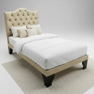 CAMA FLOBAL OVALADO 1.5 PLAZAS INCLUYE BASE Y RESPALDO BEIGE - 3