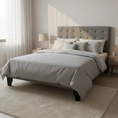 CAMA FLOBAL ABOTONADA 2 PLAZAS INCLUYE BASE Y RESPALDO GRIS - 2