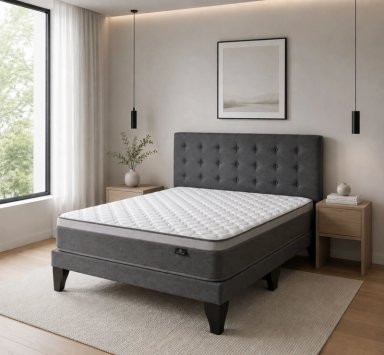 CAMA EUROPEA SUPER KING + RESPALDO ABOTONADO MARENGO +COLCHON 200X200 - 1