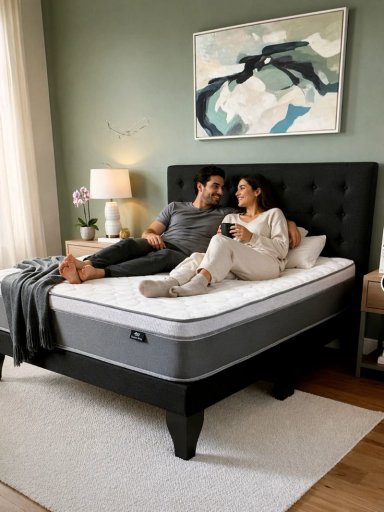CAMA EUROPEA SUPER KING + RESPALDO ABOTONADO NEGRO 200X200 - 7