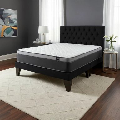 CAMA EUROPEA SUPER KING + RESPALDO CAPITONES NEGRO +COLCHON 200X200X28 - 1