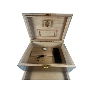 CAJA HUMIDOR DE PUROS CON MAPA DEL MUNDO Y CAJON - 2