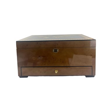 CAJA HUMIDOR DE PUROS CON MAPA DEL MUNDO Y CAJON - 3