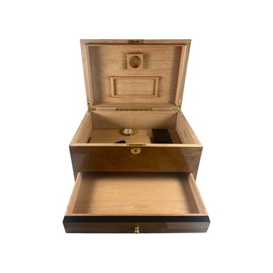 CAJA HUMIDOR DE PUROS CON MAPA DEL MUNDO Y CAJON - 4