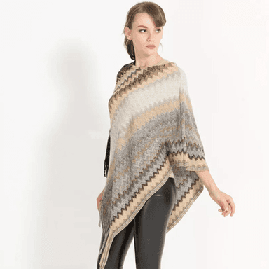 PONCHO YMOSS BEIGE RUANA MUJER CAPA INVIERNO - 1