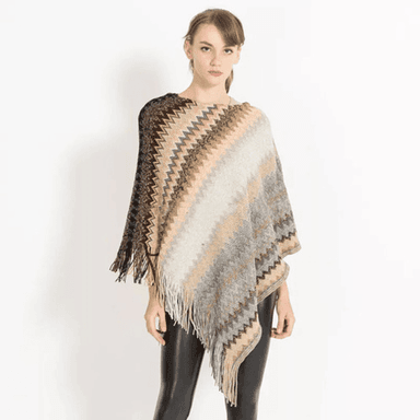 PONCHO YMOSS BEIGE RUANA MUJER CAPA INVIERNO - 2
