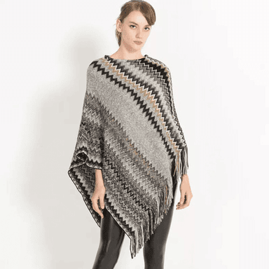 PONCHO YMOSS GRIS RUANA MUJER CAPA INVIERNO - 1