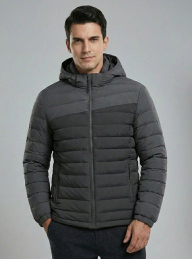 PARKA ACOLCHADA TE RMICA CON CAPUCHA GRIS OSCURO HOMBRE SUPERIOR GRIS - 1