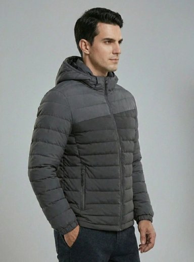 PARKA ACOLCHADA TE RMICA CON CAPUCHA GRIS OSCURO HOMBRE SUPERIOR GRIS - 2