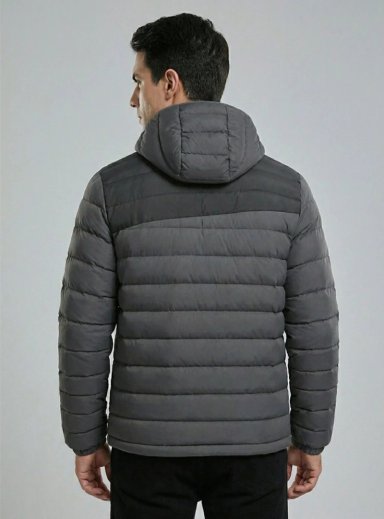 PARKA ACOLCHADA TE RMICA CON CAPUCHA GRIS OSCURO HOMBRE SUPERIOR GRIS - 3