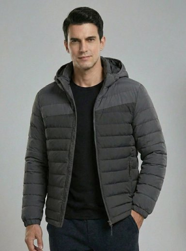 PARKA ACOLCHADA TE RMICA CON CAPUCHA GRIS OSCURO HOMBRE SUPERIOR GRIS - 4